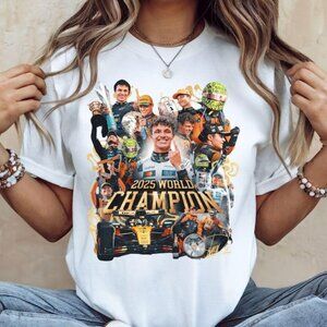 Lando Norris 2025 F1 World Champion T-shirt Mclaren World Drivers Champion Shirt